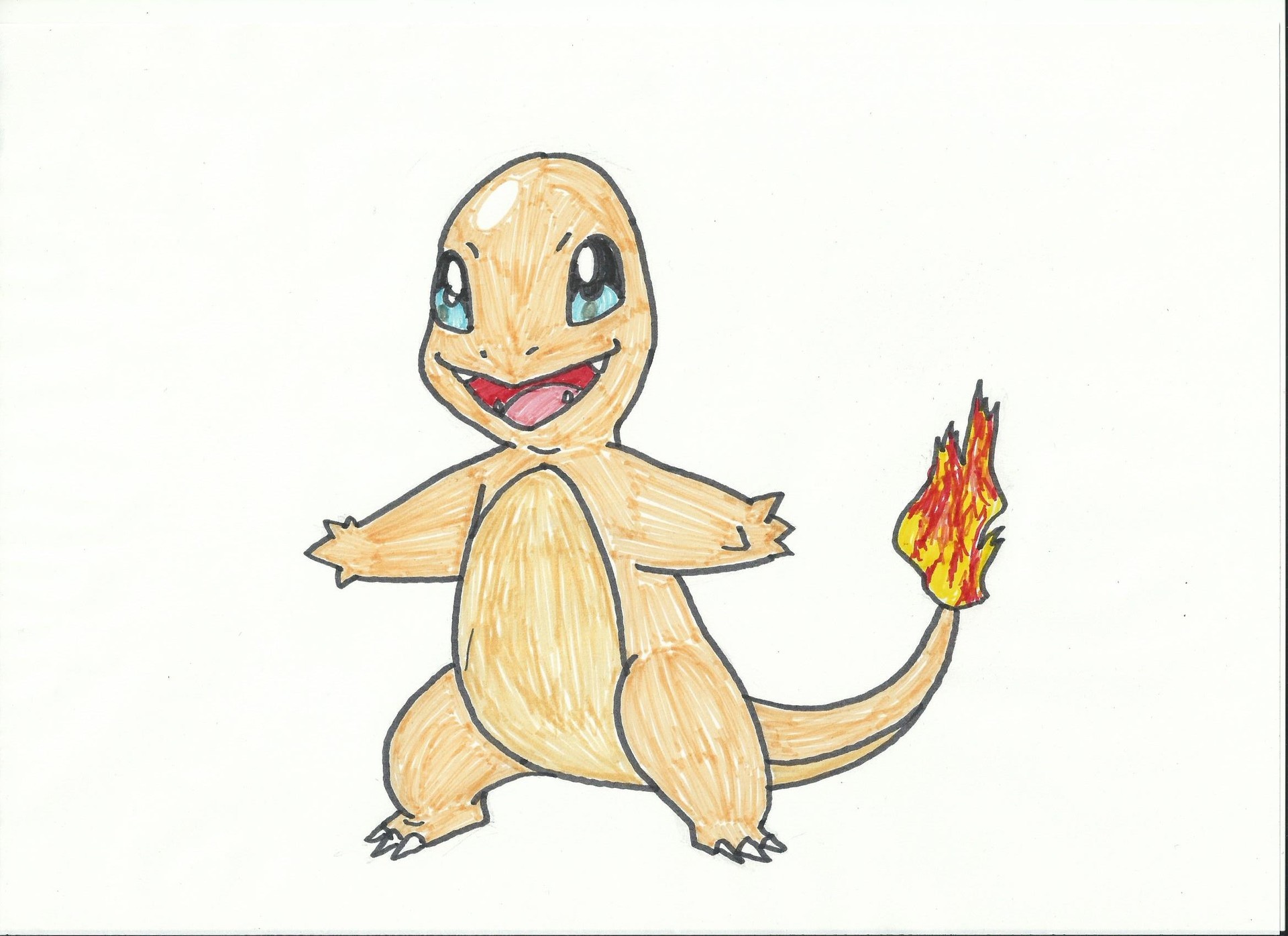 ポケモンのヒトカゲを描いてみた お絵かき大好きブログ